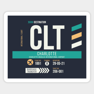 Charlotte (CLT) Airport Code Baggage Tag Magnet
